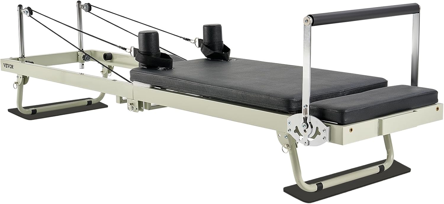 VEVOR Pilates Reformer Foldable, Suitable for Intermediate and Beginners Users, Pilates Equipment for Home Gym Studio Use with 4 Adjustable Resistance Spring, Up to 400 LBS