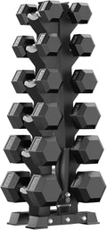 PAPABABE Hex Dumbbell Set with Rack, 85-560lb Rubber Encased Dumbbell Free Weights Dumbbells Set with Storage Rack, Hand Weights Set for Strength Training