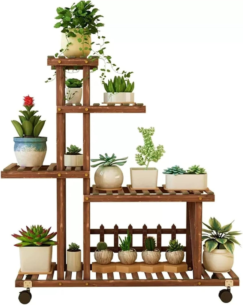 Potting Bench Table,Garden Potting Table, Indoor Outdoor Plant Rack Multi Tiers Plant Shelf Holder Display Storage Shelves Balcony Window Garden Living Room Patio Triangle Plant Stands, Brown