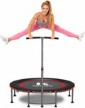 K KENSONE 40/48' Low-Impact Rebounder Trampoline for Adults with Bungee, 450/550LBS Quiet Mini Exercise Trampoline with Adjustable U/T-Shaped Foam Handle Bar, Fitness Equipment for Indoor/Gym Workout