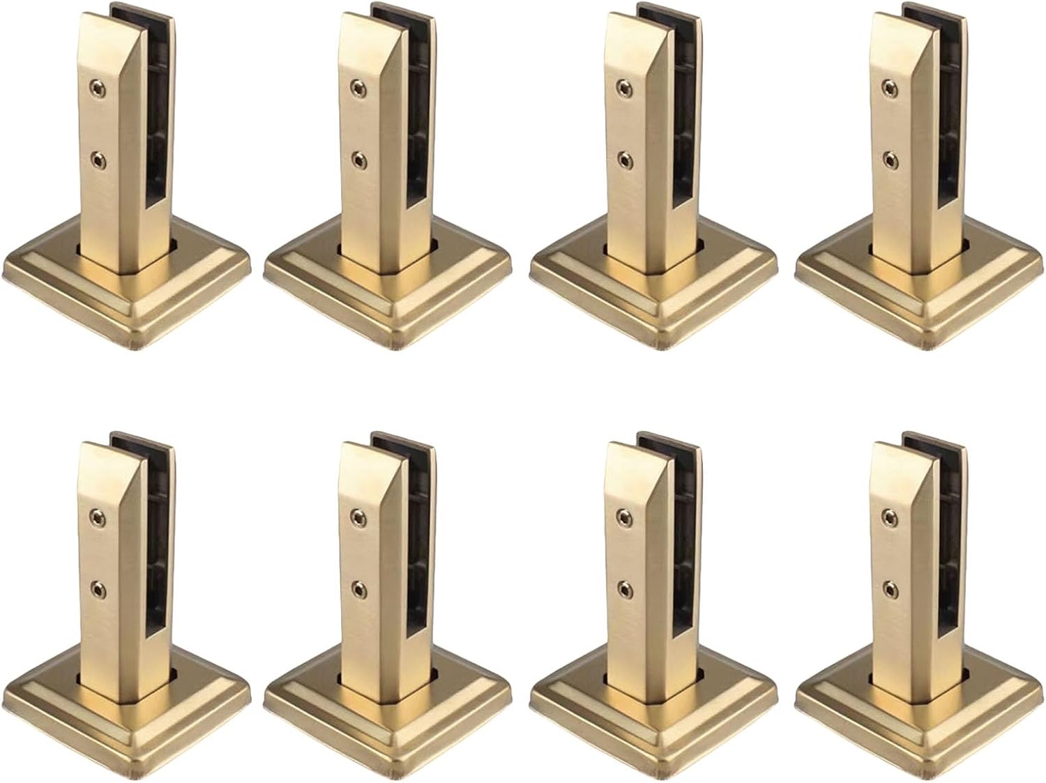 Glass Clamp Brackets Black, Floor Mount Pool Fence Panels Standoff/ Clips Stainless Steel Glass Connector 2 4 6 8 10 Pack Systems Kit, Deck Garden Balcony Modern Frameless Spigot(Gold H 16cm/6.3in,8 p
