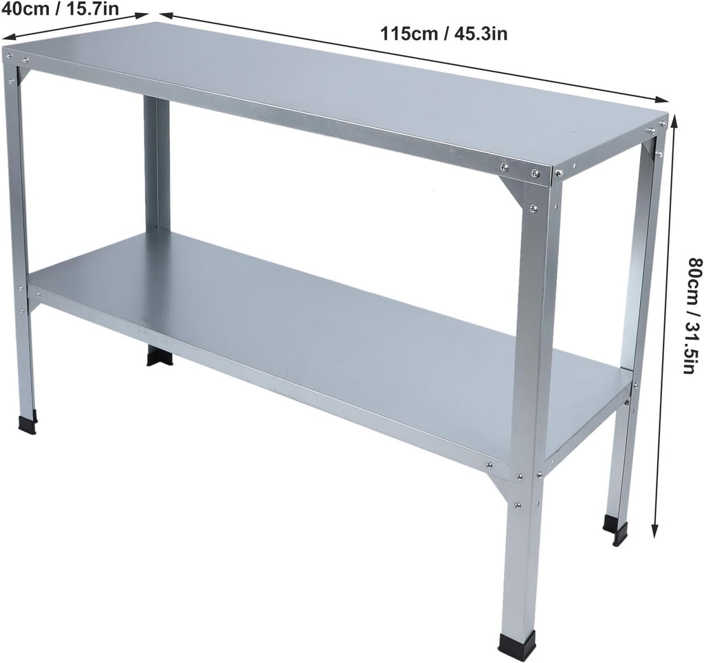Galvanized Iron Potting Bench with High Load Capacity for Garden, Potting Tables, Indoor and Outdoor Use Metal Potting Bench with 120KG Load Bearing Double Layers and Rubber Feet