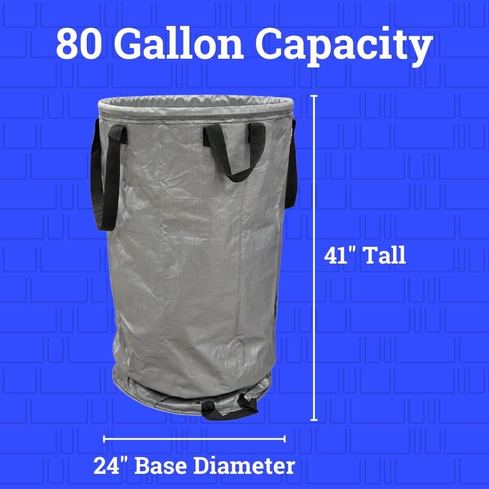 DURASACK Heavy Duty Valet Trash Bag Janitorial Commericial Cleaning Stand-Up Collapsible Trash Pickup Bag, 80-Gallon Capacity, Pack of 5