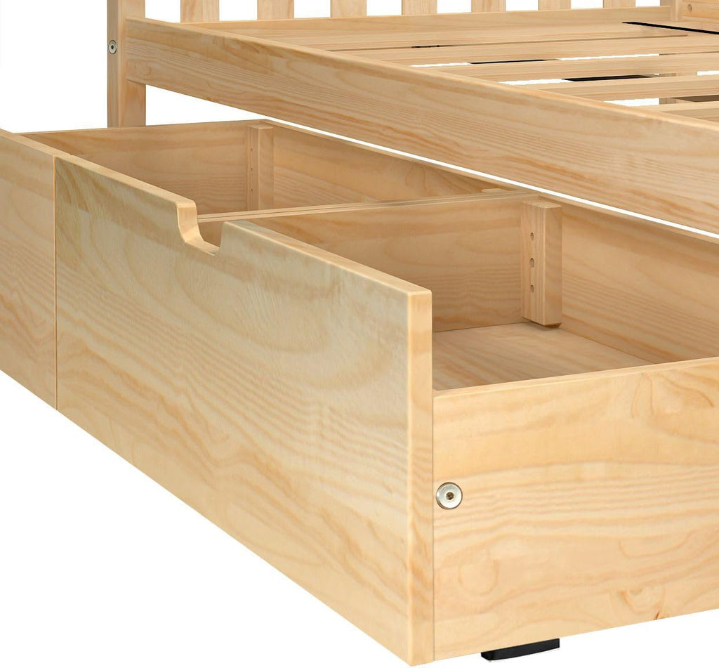 Max & Lily Classic Twin Over Full Bunk Bed, with Storage Drawers, Natural