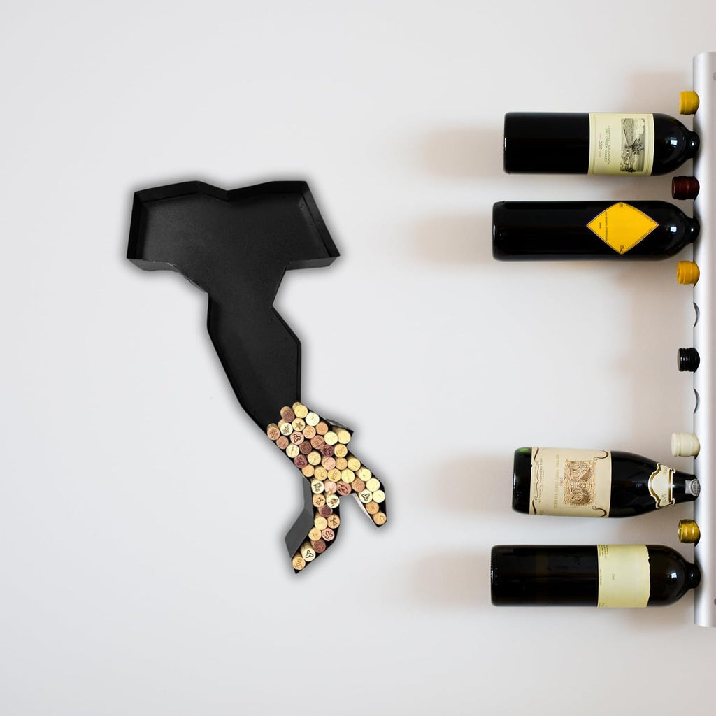 NEONSİGN Italy Map Wine Cork Holder Metal Italy Map Decor Sign Wine Bar Pub Home Decoration (Black, 24 inch)