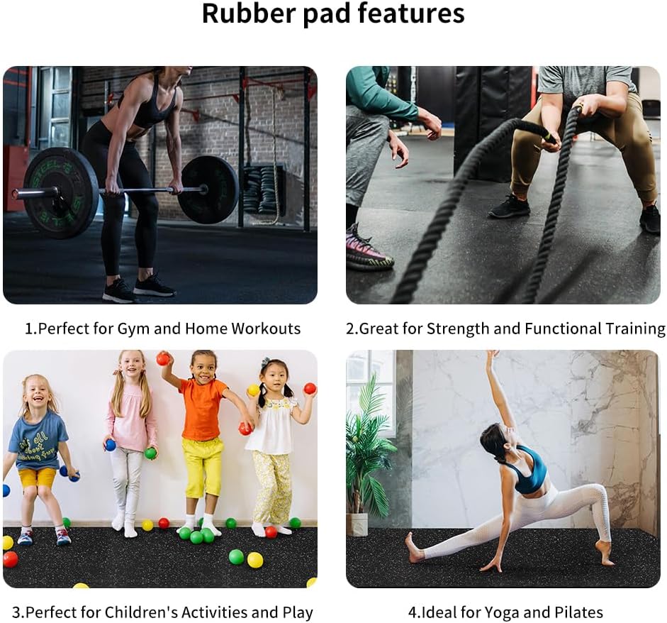 0.8in Thick 48 Sq Ft Gym Flooring for Home Gym, 12 Tiles Workout Exercise Equipment Mats, Rubber Top with EVA Foam, Interlocking Puzzle Floor Tiles for Fitness Room, Protective Flooring Mat