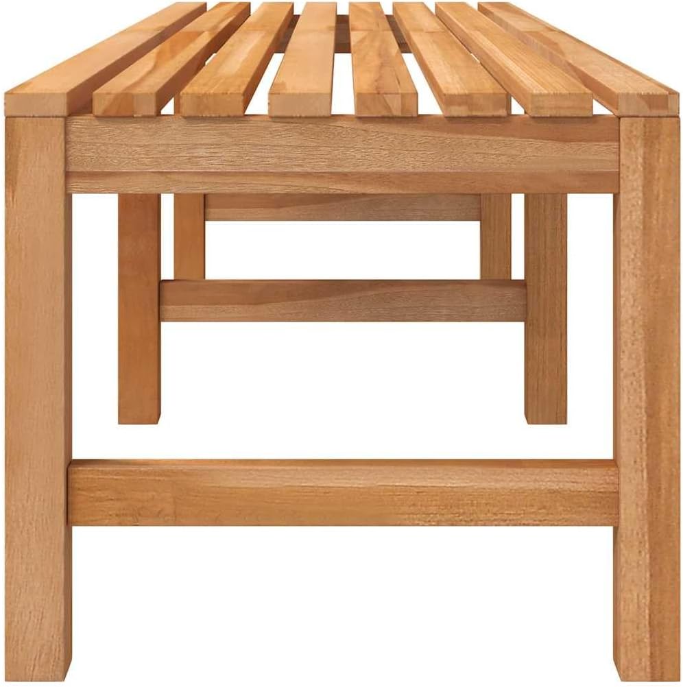 vidaXL Solid Teak Wood Patio Bench Garden Outdoor Terrace Balcony Park Indoor Hallway Wooden Seat Seating Sitting Chair Furniture 59.1'
