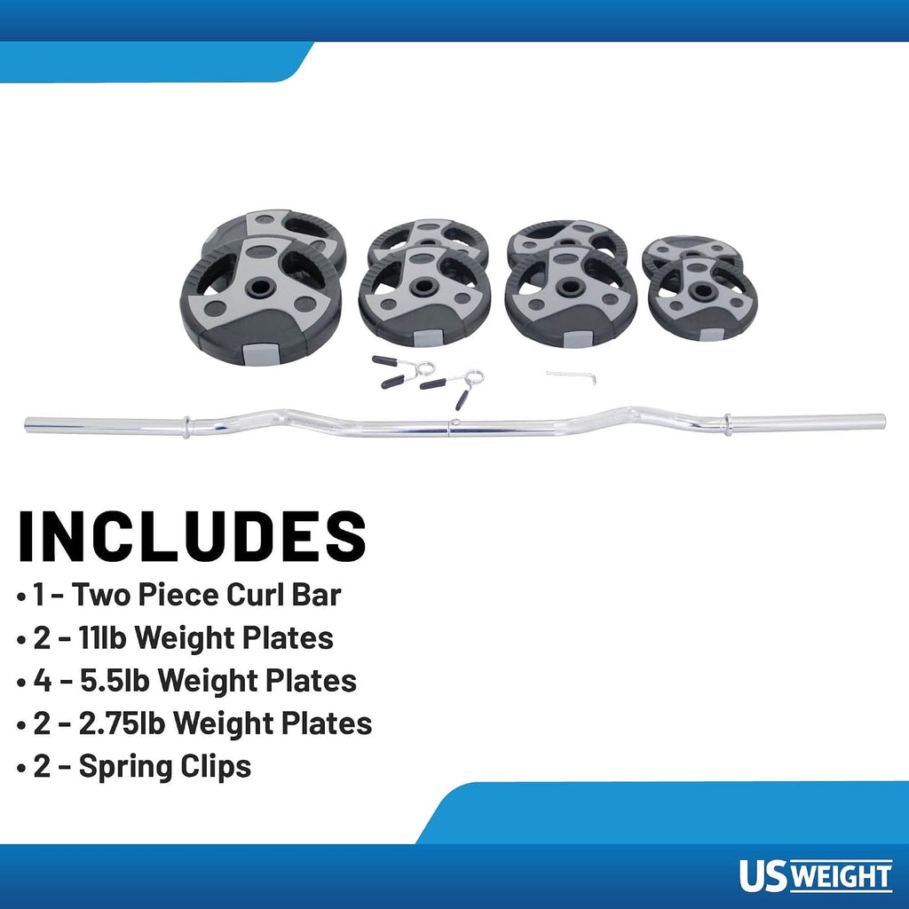 US Weight Weight Set for Home Gym - Barbell, Curl Bar or Multi-Use Options - Various Weight Options