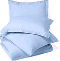 4 Piece Bed in a Bag Set 100% Egyptian Cotton 600 Thread Count Duvet Cover Pillow Shams & Fitted Sheet with Extra Deep Pocket Soft Bedding(Queen Size, Sky Blue)