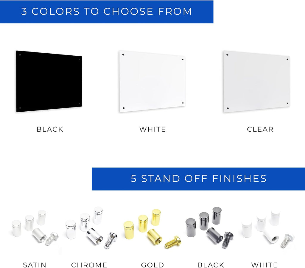 30x40 Dry Erase Board for Wall - with .25 Black Acrylic and Black Stand Off Finish - Perfect Whiteboard for Office, Home, Classroom - Durable and Stylish .25 Black Acrylic Dry Erase Board