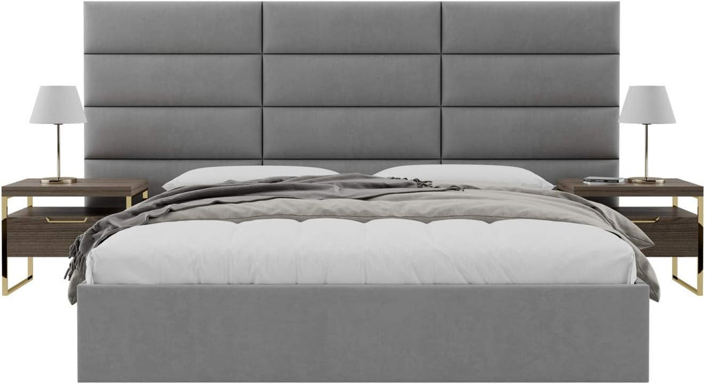 Vänt Upholstered Wall Mounted Headboard Panels -Fredrick Layout - 117' X 46' -Configuration of 12 Individual Panels - Recommended for King-Cal King - Micro Suede/Charcoal Grey