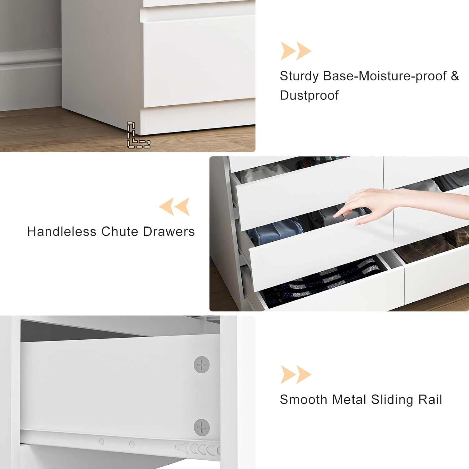 Vibe & Dine White Dresser 12 Drawer, Modern Long Dresser for Bedroom, Wood Chest of Drawers with Wide Storage for Living Room