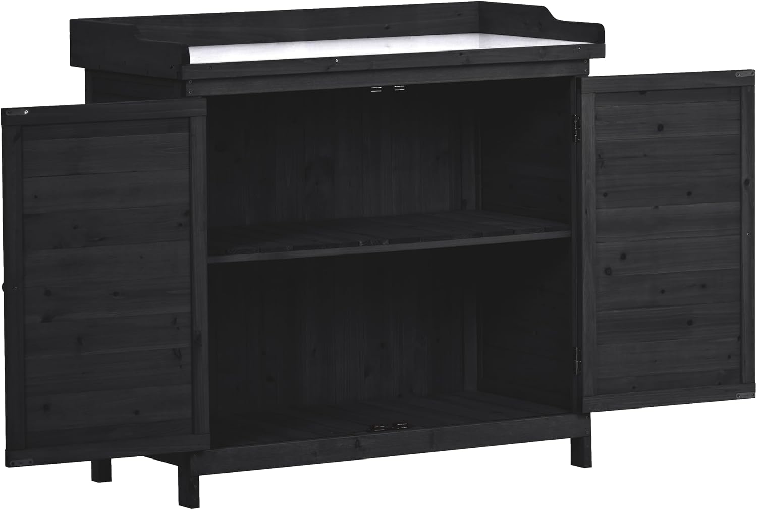 Outdoor 39' Potting Bench Table, Rustic Garden Wood Workstation Storage Cabinet Garden Shed with 2-Tier Shelves and Side Hook, Orange,for Outdoor Indoor Use (Black)