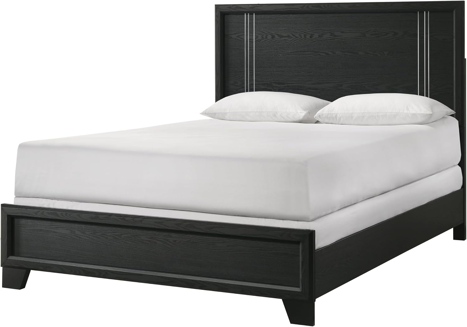Contemporary Beautiful Charcoal Finish Full Size Panel Bed Wooden Bedroom Furniture 3pc Set
