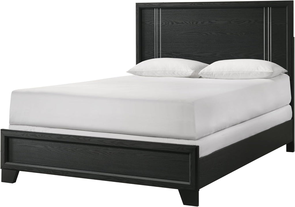 Beautiful Charcoal Finish Full Size Panel Bed Wooden 3pc Bedroom Furniture Set