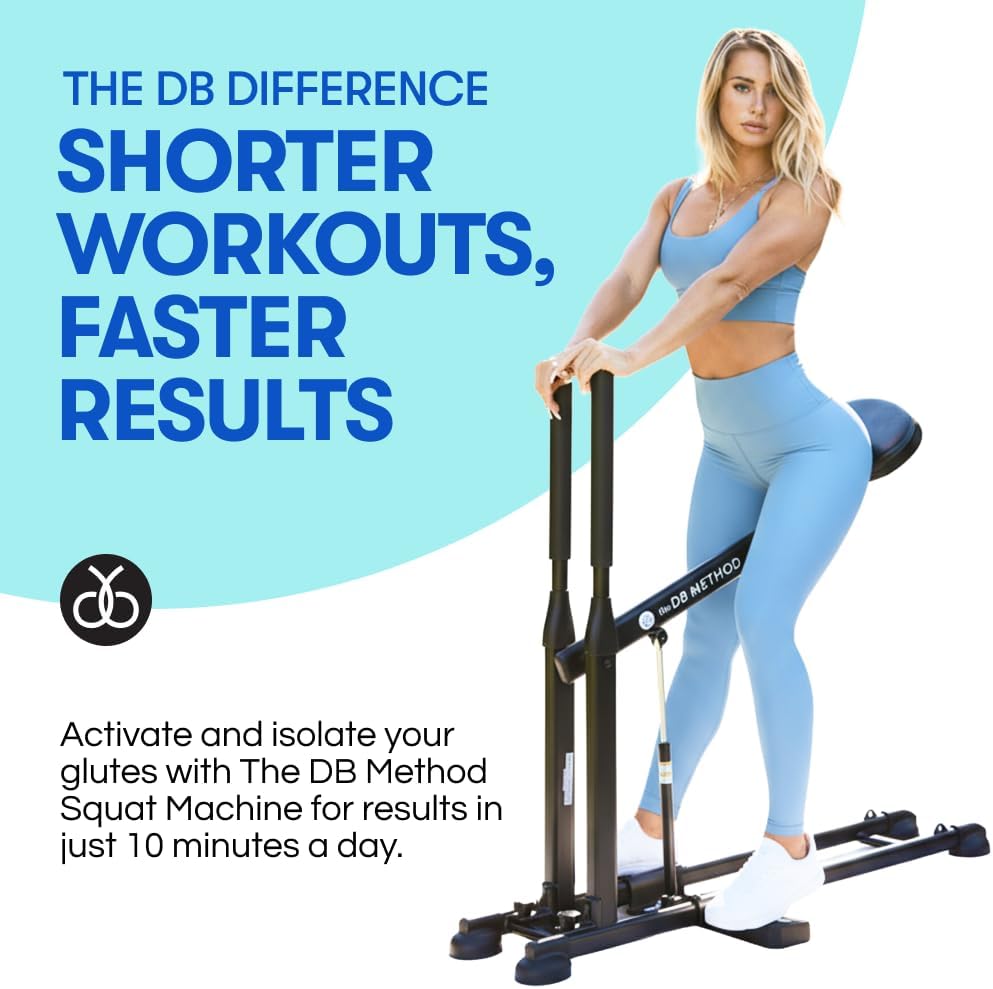 The DB Method Squat Machine, Workout Equipment for Home Gym, Exercise Leg and Glutes, Low Impact Lower Body Fitness Workouts, Training for Total-Body, Easy Setup, Foldable for Storage