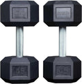 Rep Fitness Rubber Hex Dumbbell(s) - Singles (55LB +) and Pairs (5LB - 50LB) - Low Odor, Fully Knurled Handle