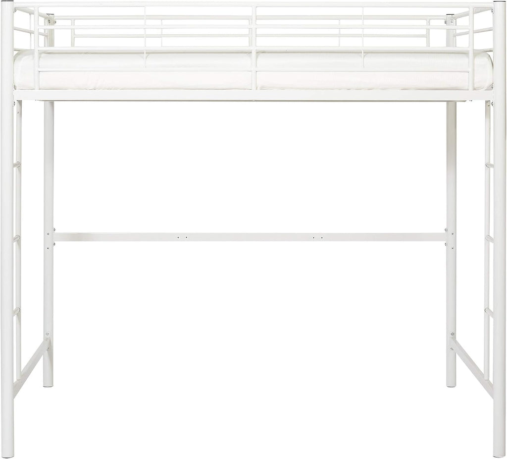 Home Accent Furnishings Full Size Loft Bed-White Metal Finish