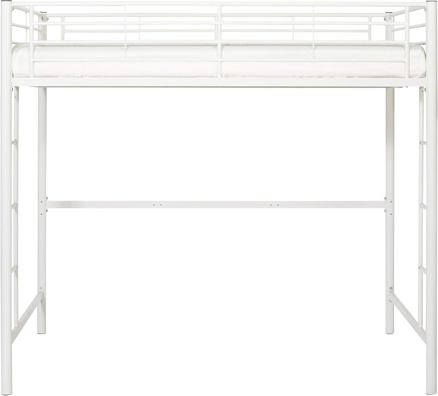 Home Accent Furnishings Full Size Loft Bed-White Metal Finish