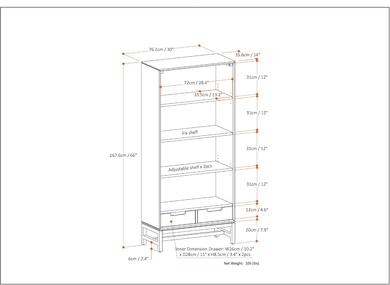 SIMPLIHOME Banting Bookcase - 66 inch Tall Solid Oak Veneer and Metal Bookshelf, Industrial Storage for Living Room, Study Room or Office with Open Shelves and Metal Frame