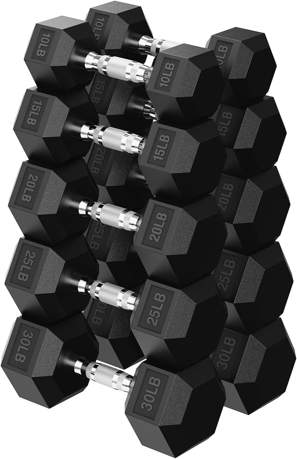 HANDBODE Hex Dumbbell 45-640 lb Set, Rubber Encased Exercise & Fitness Dumbbells for Home Gym, Hand Weights for Strength Training
