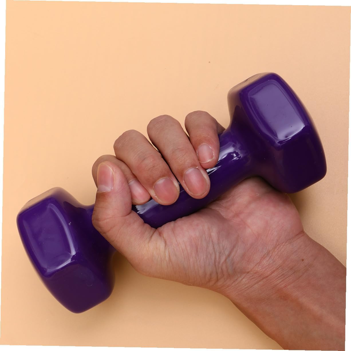 Mikinona 2PCS Non-slip Plastic Dipped Cast Iron Dumbbells Each Unisex Fitness Hand Weights for Gym Workouts Strength Training and Muscle Toning Purple