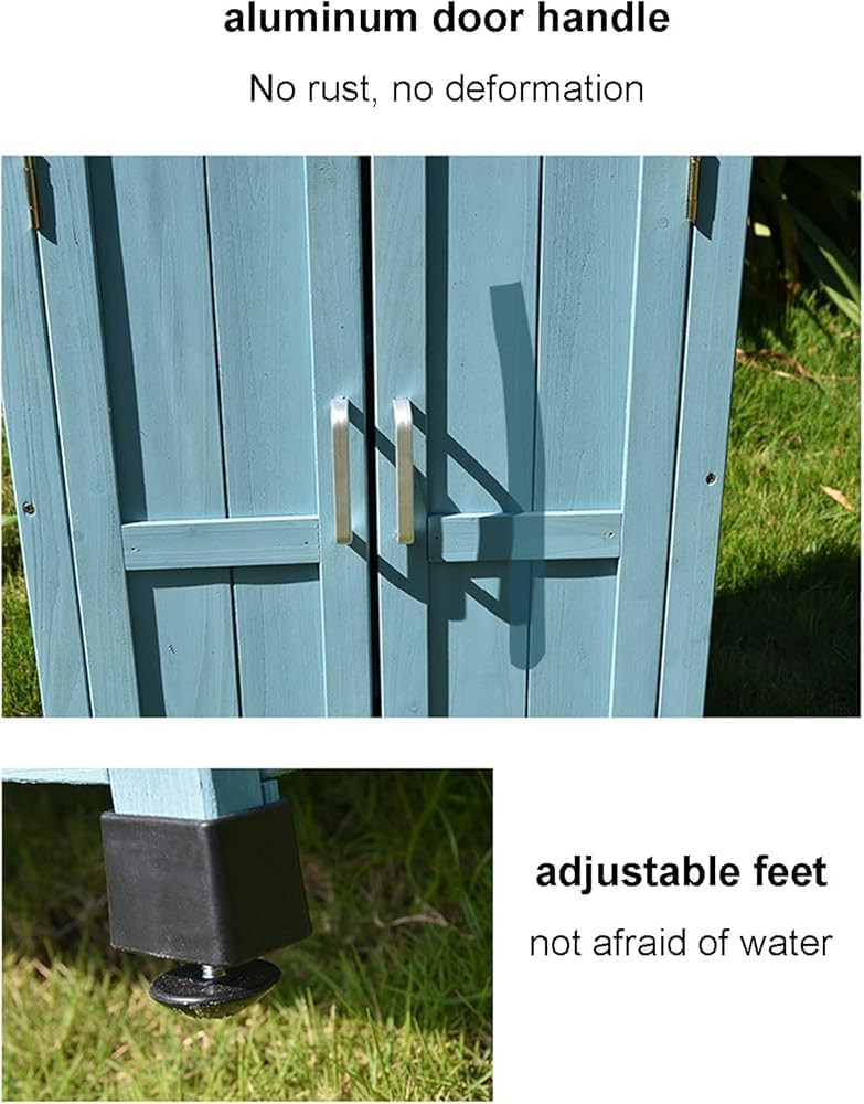 Outdoor Garden Potting Bench with Metal Tabletop | Wooden Planting Stand with Double Doors, Adjustable Shelf | Ideal for Backyard, Patio & Lawn
