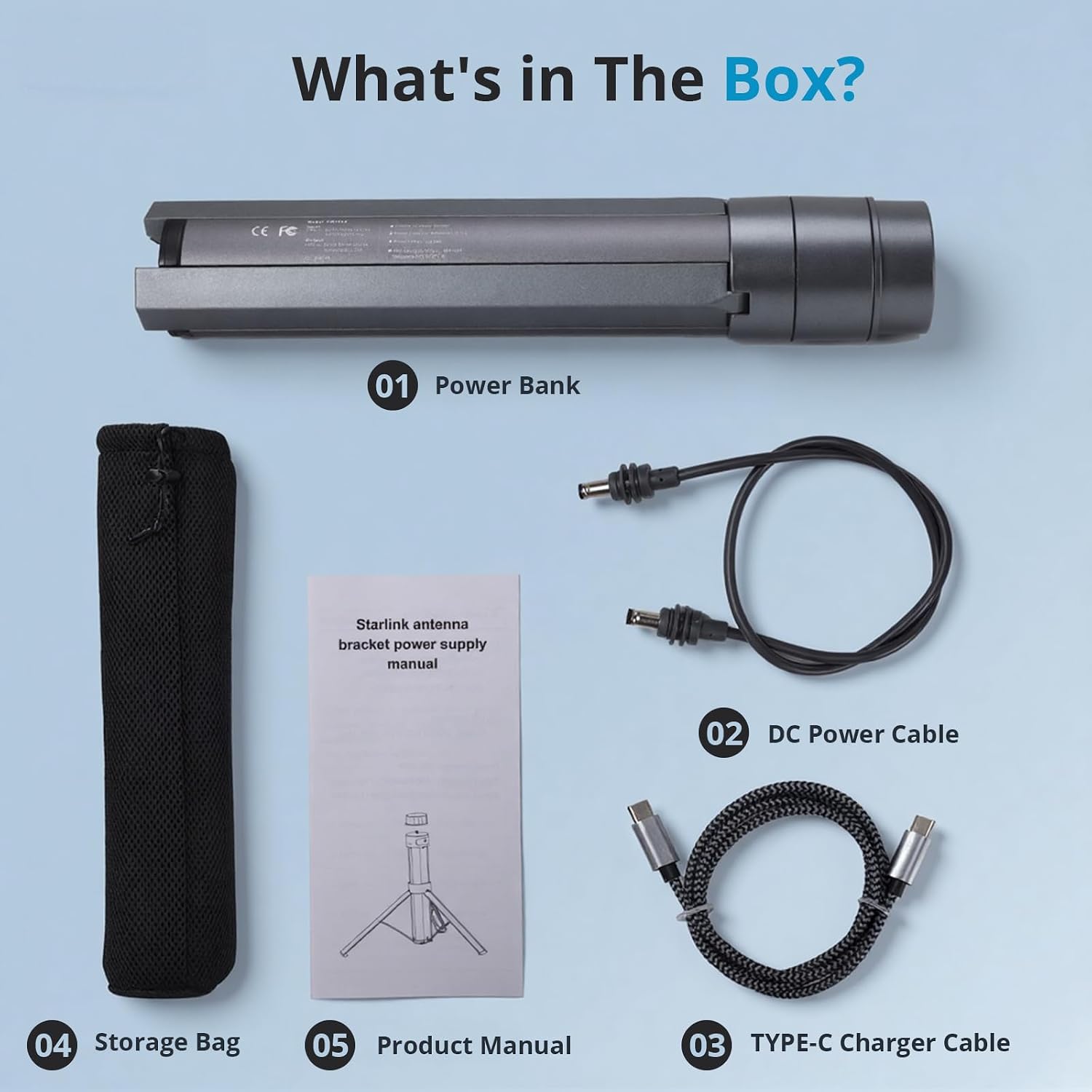 Starlink Mini Battery Pack, 164.25Wh/45,000mAh Power Bank | Up to 6-Hour Runtime of Stable Output, All-in-One Battery & Tripod Stand, IP67 Waterproof for Outdoor & Camping
