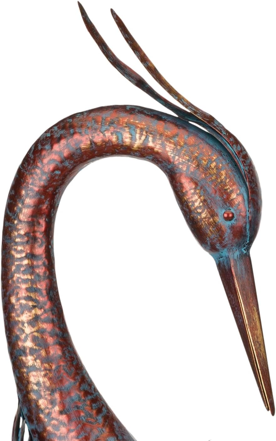 Regal Art & Gift Copper Patina Heron Metal Statue – Indoor Outdoor Decorative Sculpture for Home & Garden Décor, Weather-Resistant Yard Art Figure for Patio, Lawn