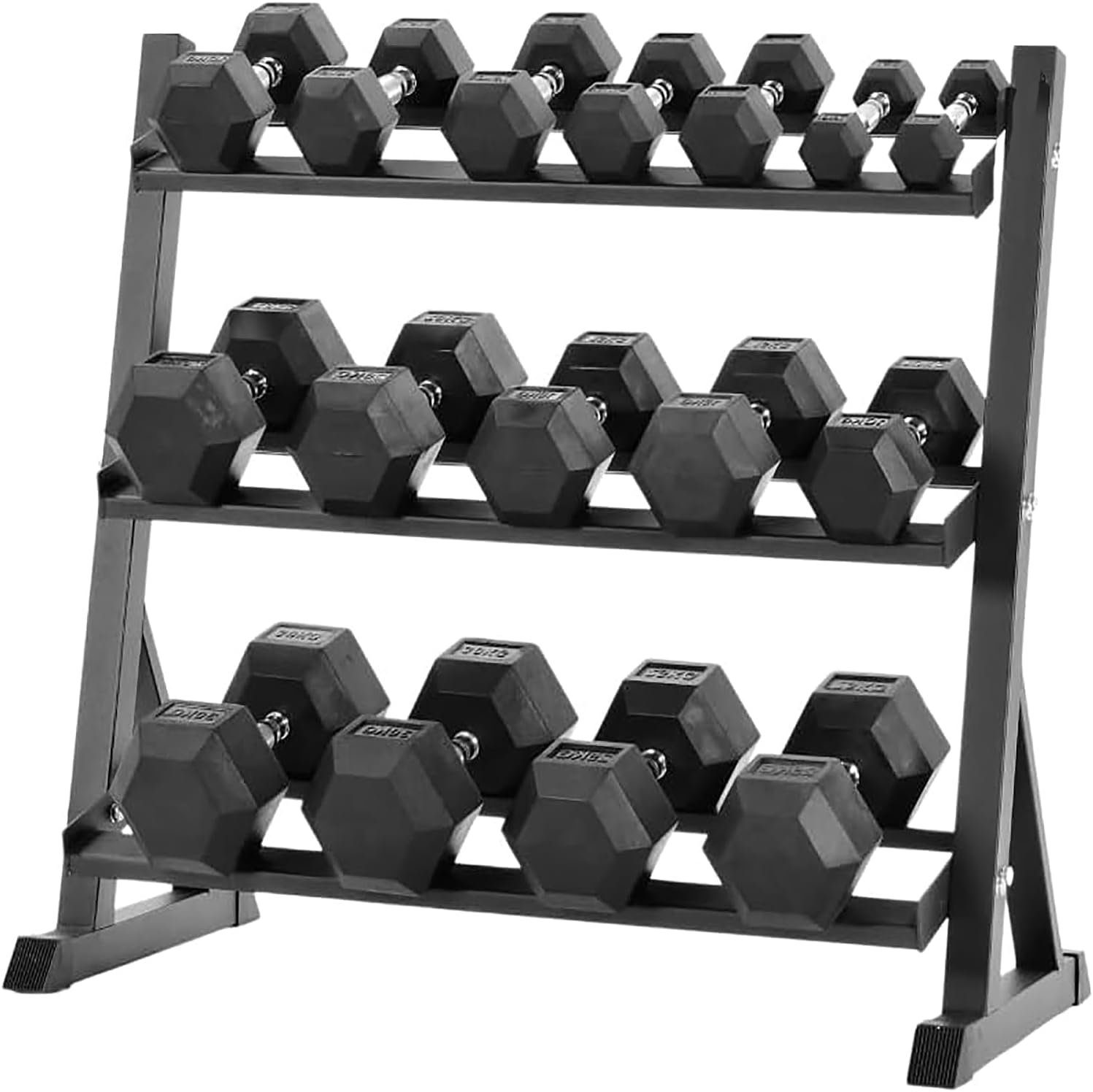 220-550 lbs Rubber Hex Dumbbells with Rack Free Weight for Home Gym, Durable Rubber Dumbbell with Storage,Coated Cast Iron Weight Strength Training Dumb bell Exercise Fitness Equipment
