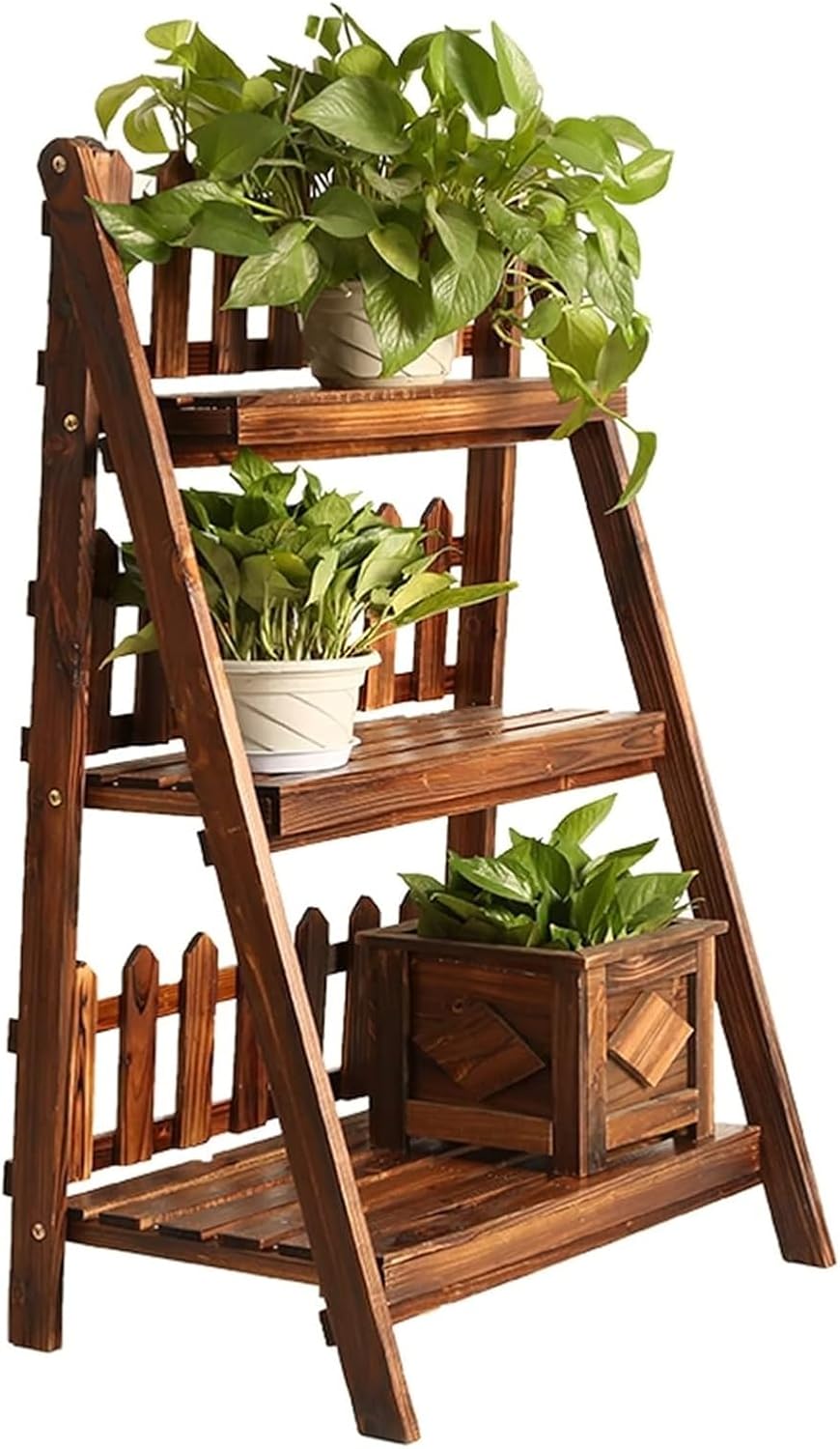 Potting Bench Table,Garden Potting Table, Plant Stand Stepped Type Plant Holders Outdoor Garden Plant Display Rack Flower Pot Stand for Balcony Window Garden Living Room Patio ( Color : Brown , Size :