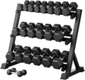 RitFit Rubber Coated Hex Dumbbell Set with Rack, 5-780LB for Home Gym Strength Training, Anti-Slip Knurled Handle, Hexagon Anti-Roll, Heavy-Duty Storage Rack