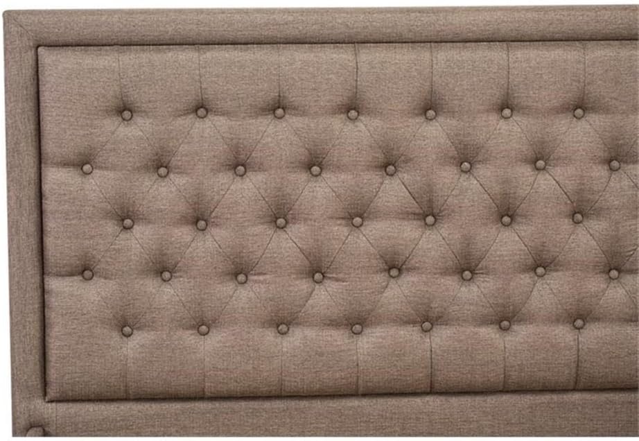 East West Furniture KD18F-1HI07 2 Piece Wood Bedroom Set - 1 Modern Bed Frame Brown Linen Fabric Padded and Button Tufted Headboard with 1 Wooden Nightstand - Distressed Jacobean Finish Nightstand