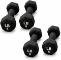 Neoprene Hexagon Dumbbells with Cast Ergo Handle (1 to 15lbs Pack of 1, 2, 4) | Durable Anti-Slip Exercise & Fitness Strength Training Free Weights for Home Gym | Black | For Men & Women