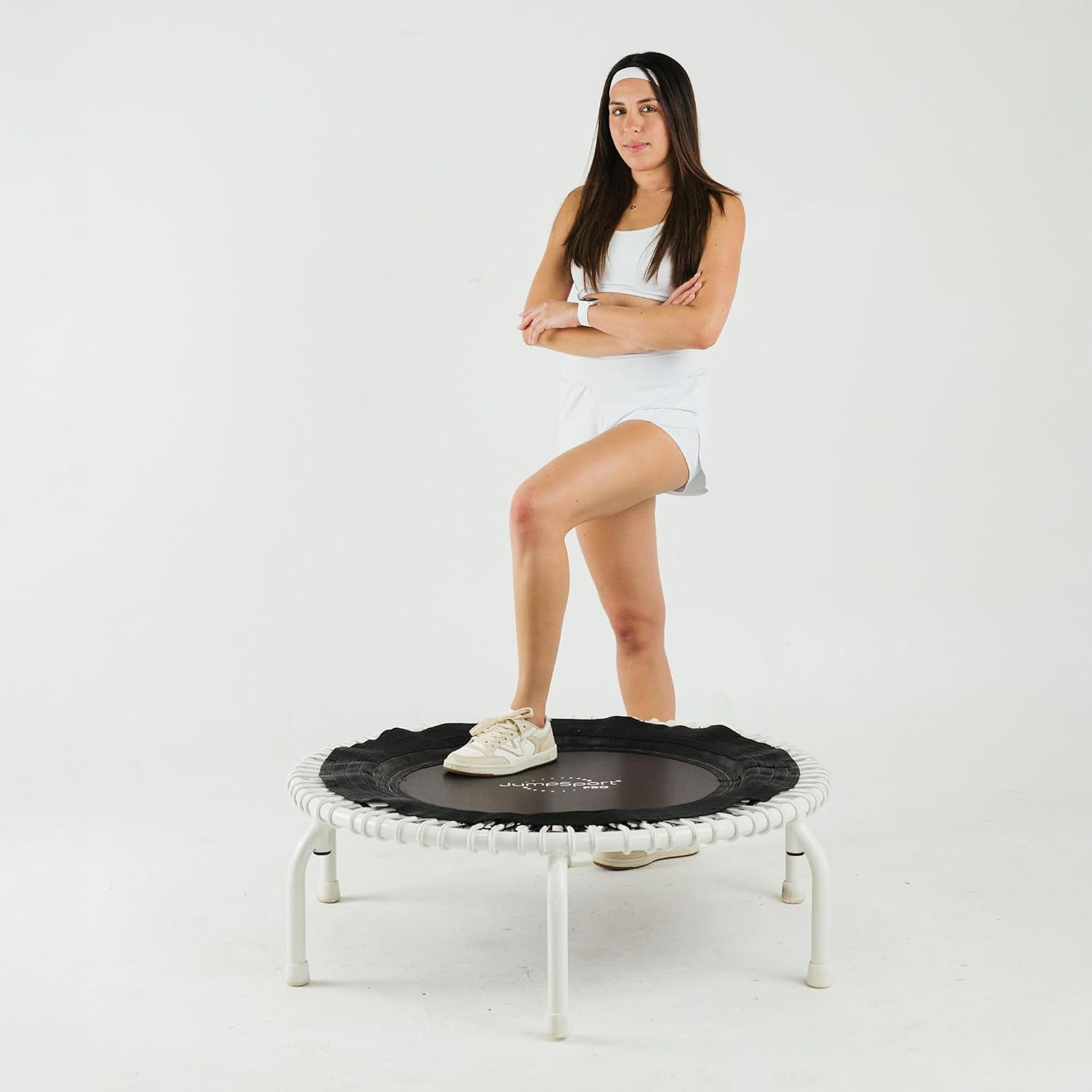 JumpSport 350 PRO 39 Inch Fitness Trampoline Indoor Rebounder Cardio Workout Equipment 300 lb Capacity