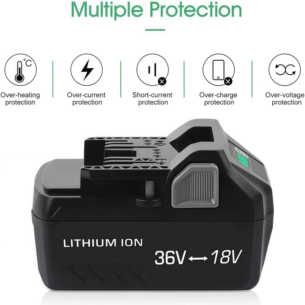 18V/36V Lithium-Ion Replacement Battery Compatible with Metabo HPT Multivolt Tools BSL36A18, BSL36B18, Fits 371751M, 372121M, High Capacity Cordless Power Tool Batteries Packs(6000mAh 2PCS)