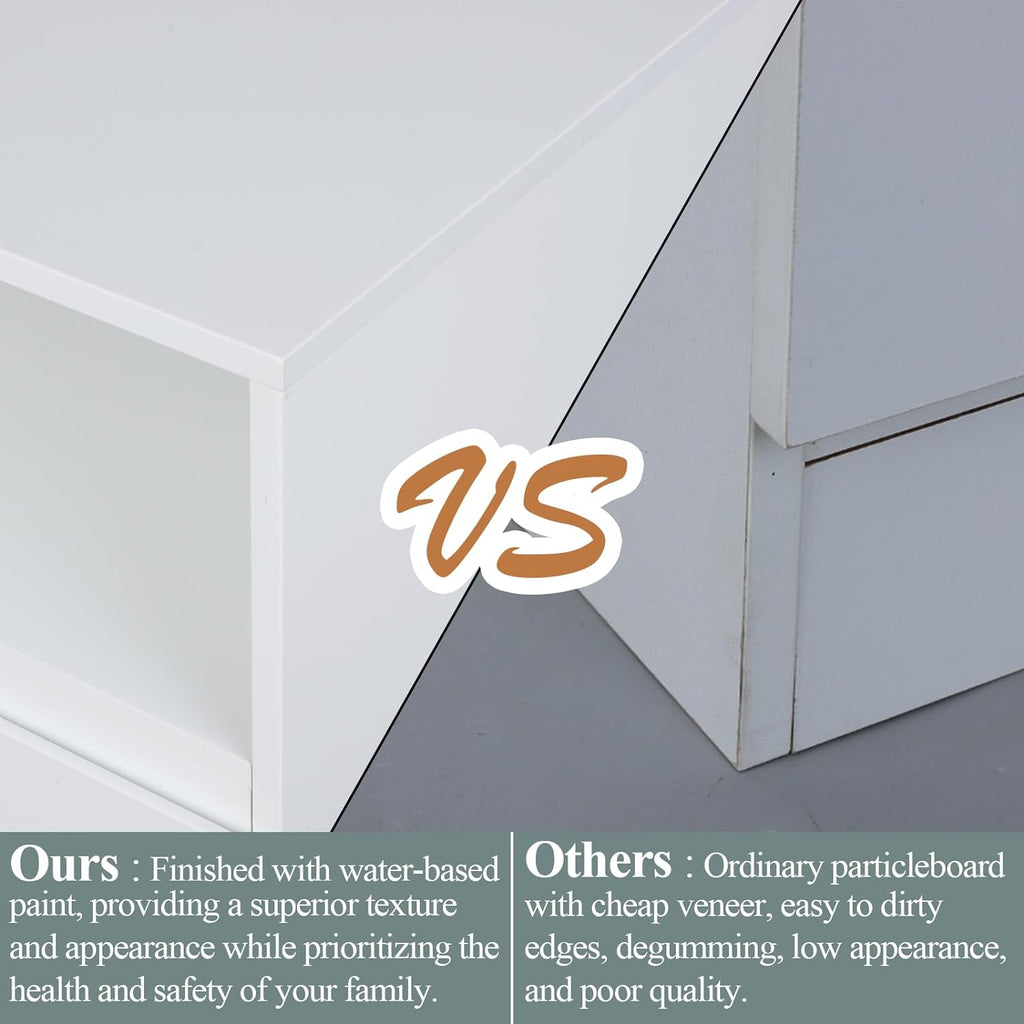 Auromie 9 Drawers Dresser, Double Modern Chest of Drawers with Power Outlet, Dresser TV Stand with Led Light Strip, Drawer Organizer for Bedroom, Living Room, Hallway (White, 9 Drawer)