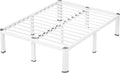 VIPSHOW 14 Inch White Full Heavy Duty 3500 lbs Bed Frame with Round-Corner Legs & Anti-Squeak Design – Quick Assembly Metal Platform, No Box Spring Needed