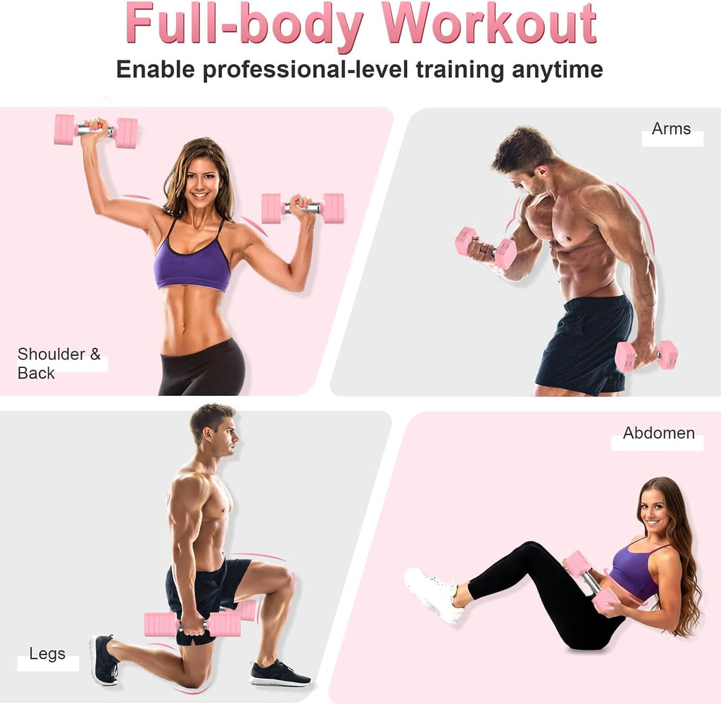 Hezeyferg 30.8LB Adjustable Dumbbell Set, Each Adjustable Weight Dumbbell with 6 Levels 4.4/6.6/8.8/11/13.2/15.4lb, Hand Weights Set for Men/Women Home Gym Exercise Workout