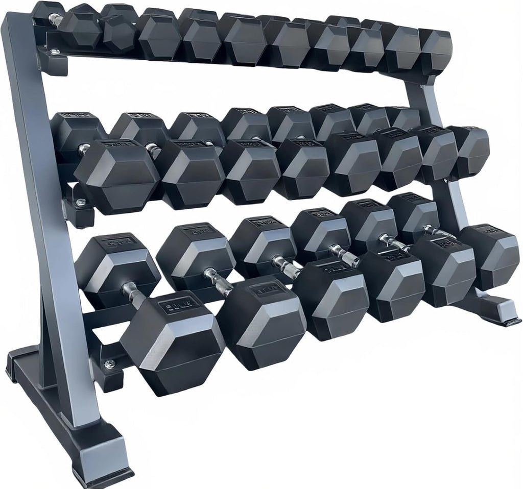 350/450/550 lbs Hex Weight Dumbbells Sets with Rack 5-45lbs Rubber Gym Equipment Coated Dumbbell Free Weights Set for Home Exercises Set of Weights Dumbbells and Rack