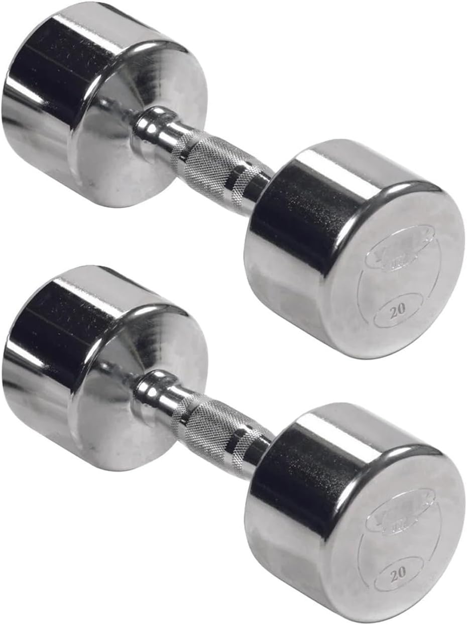 Professional Chrome Dumbbell with Ergo Grip, Heavy-Duty Solid Steel Knurled Handles Hand Weights for Exercise Muscle Toning Home Gym Workout and Training - 2.5 LB - 50 LB Pack of 1, 2 & 4