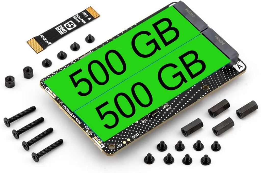 AAAwave NVMe Base Pi 5 M.2 HAT PCIe Extension Board (M.2 2230 to 2280 Supported) (1 TB (Duo))