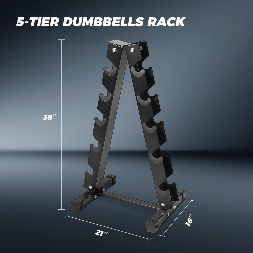 RitFit Rubber Coated Hex Dumbbell Set with Rack, 5-780LB for Home Gym Strength Training, Anti-Slip Knurled Handle, Hexagon Anti-Roll, Heavy-Duty Storage Rack