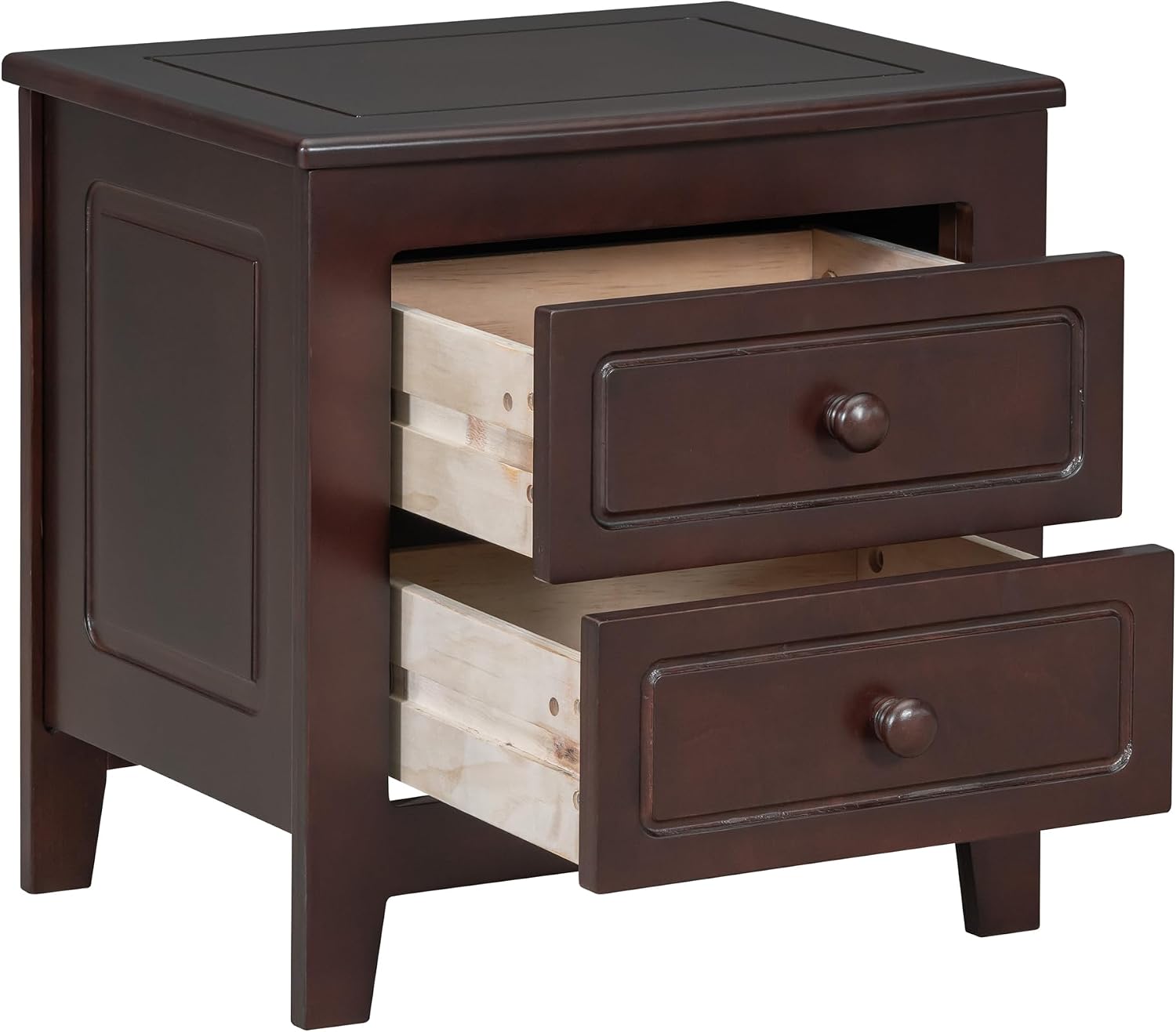 Merax 3-Pieces Bedroom Sets, Queen Size Retro Style Wood Bed Frame with Two Nightstands and high Headboard for Bedroom, Wood Slat Support, No Box Spring Needed, Easy Assembly (Dark Walnut)