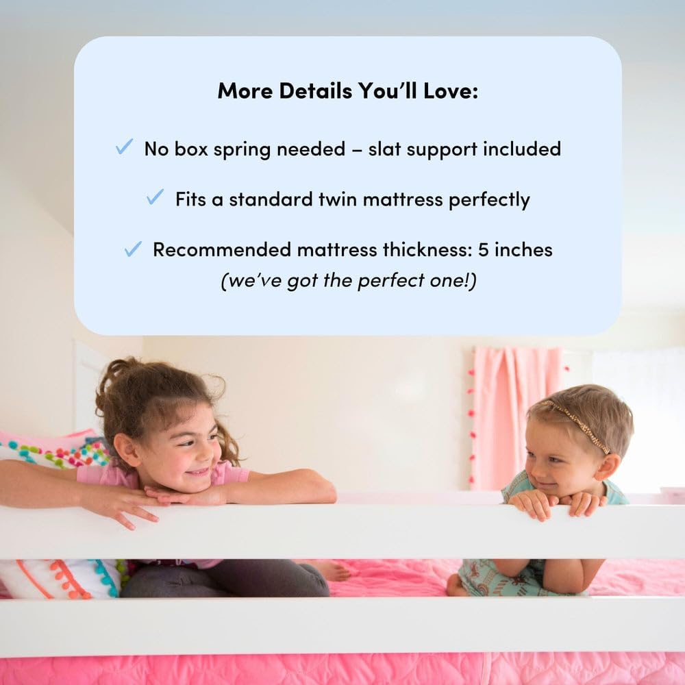 Max & Lily Bunk Bed Twin over Twin, Solid Wood Bunk Bed Frame with Ladder for Kids, 14' Safety Guardrails, Easy Assembly, No Box Spring Needed, Natural