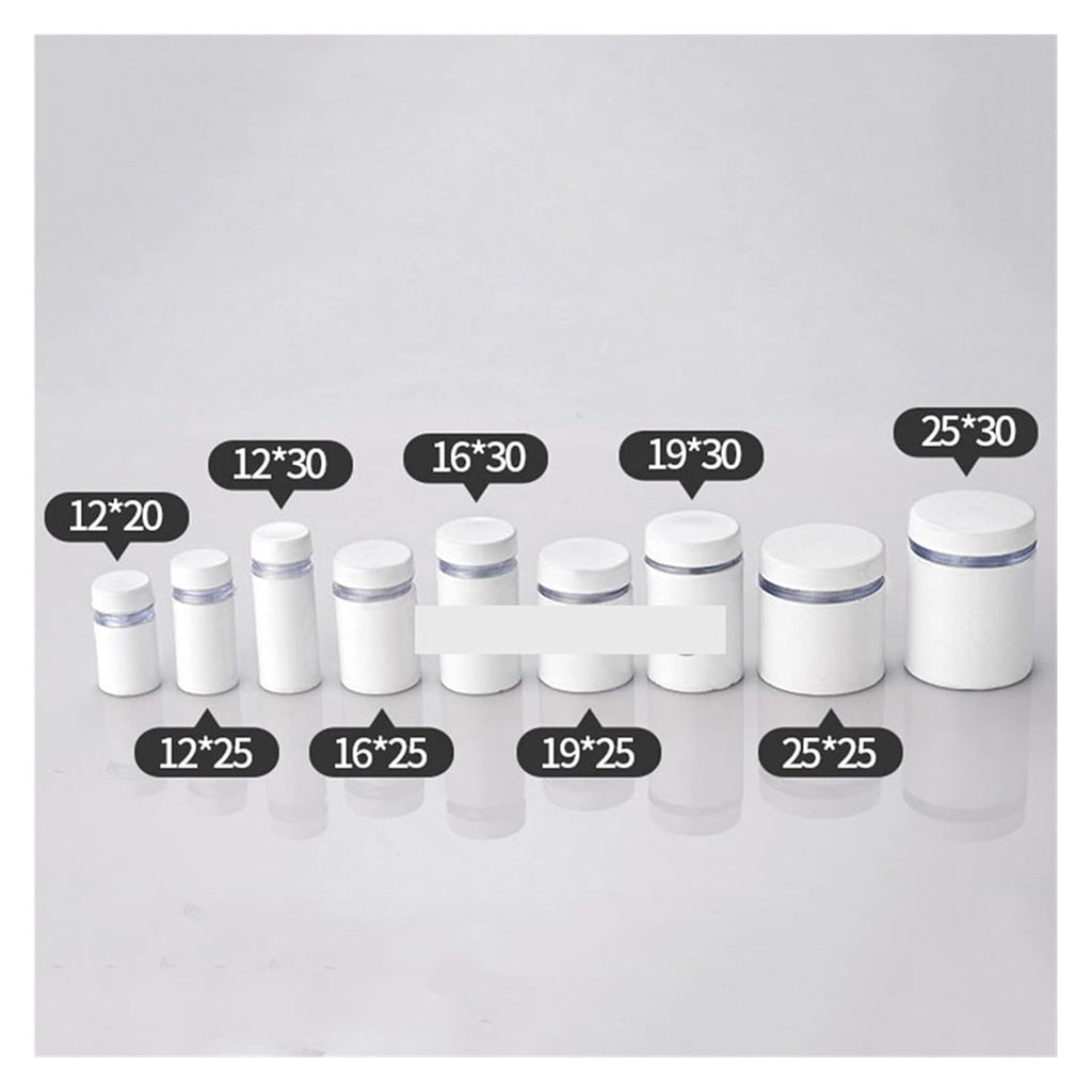 200PCS Stainless Steel Hollow Advertisement Nails Bolt Sign Billboard Glass Standoff Pins White Fastener Fixing Screws(16X25mm)