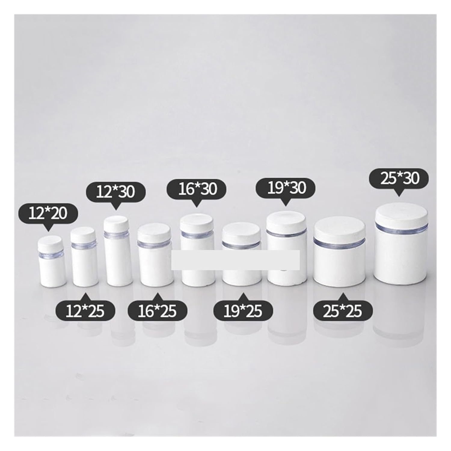 200PCS Stainless Steel Hollow Advertisement Nails Bolt Sign Billboard Glass Standoff Pins White Fastener Fixing Screws(16X30mm)