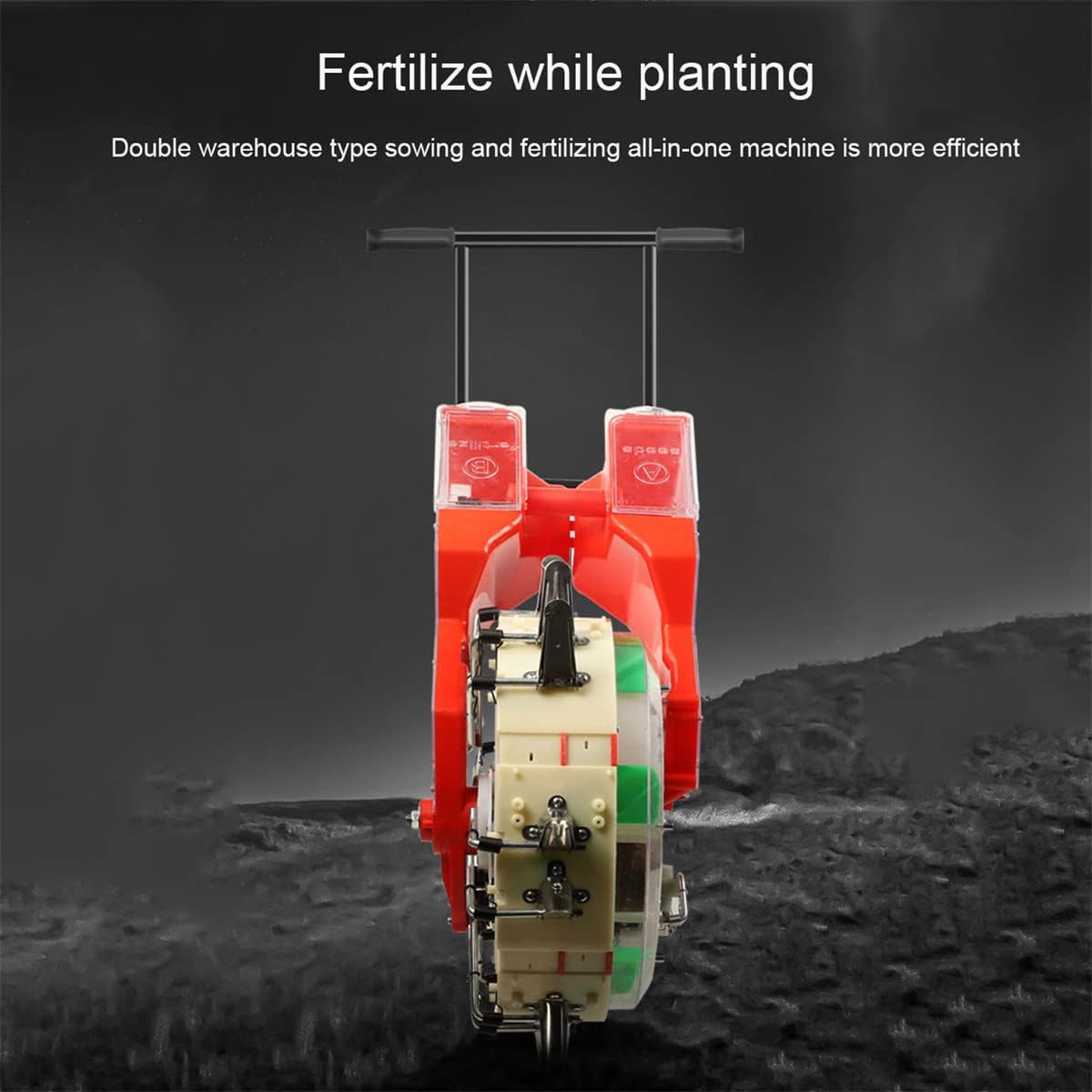 Double Garden Seeder, Manual Seeder Lawn & Garden Spreaders Seed Sower & Fertilizer Applicator, Portable Hand Push Gardening Seeder Tools for Lawn Garden Yard Planting, Seeding,7 Mouths (5 Mouths