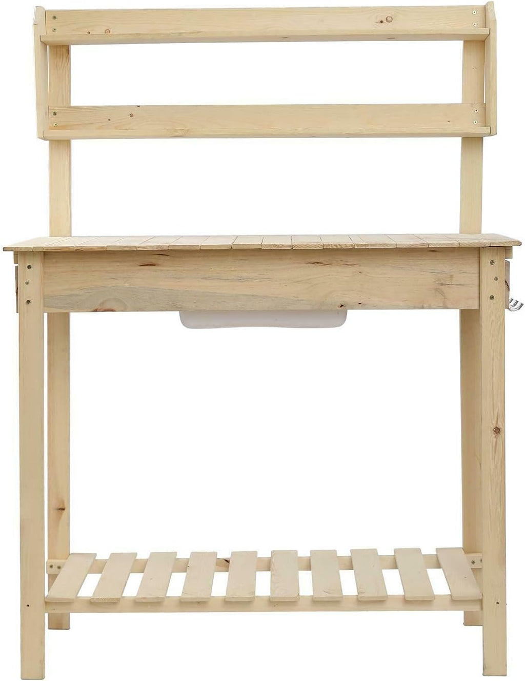 Garden Potting Bench Table w/Sliding Tabletop Workstation w/Removable Sink Outside Patio Furniture Gardening Bench Gardening Table Curved Bench Small Porch Bench