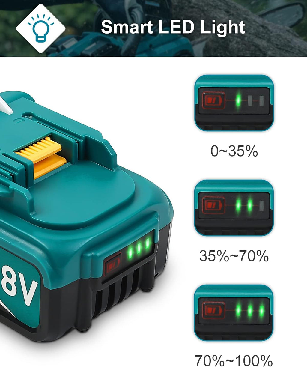 Twupixy 6Packs 18-Volt Replace for Makita 18V Battery BL1860B, Replacement Batteries Compatible with Makita BL1860 BL1820 1830B 1840B 1850B, Fit with Original makita 18V